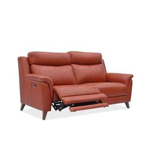 tango leather sofa with reclining feature on a white background