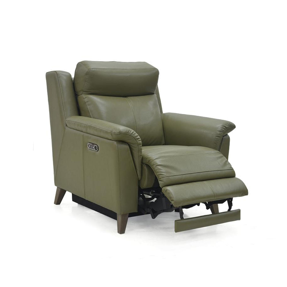 Green recliner chair on a white background