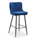 Lancaster blue velvet bar stool white background