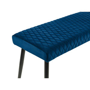 Blue quilted bench on a white background