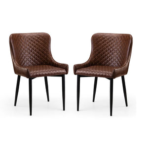 Two brown quilted chairs on a white background
