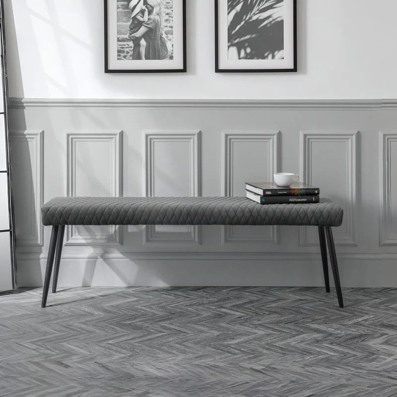 Grey bench with cushion on a white background