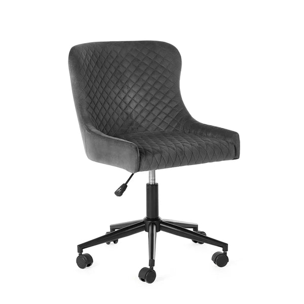 Grey quilted office chair on a white background