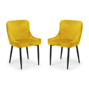 Two yellow chairs with quilted design on a white background