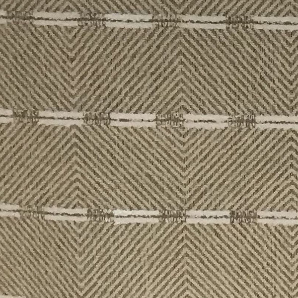 Textured fabric pattern with geometric design in beige and brown tones
