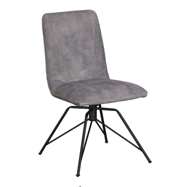 Gray chair with black metal legs on a white background