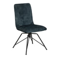 Teal chair with black metal legs on a white background