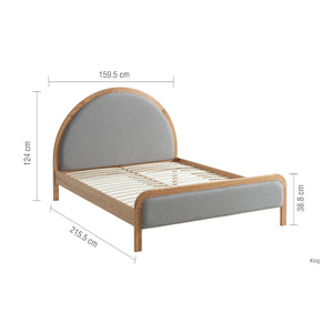 Bed with dimensions labeled on a white background