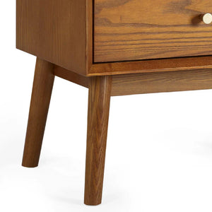 Close-up of a wooden cabinet with a white background