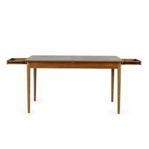 Wooden dining table with a white background