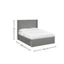 Luca bed frame grey double dimensions on a white background