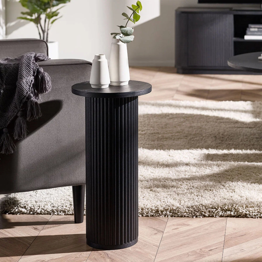 Lulu fluted side table on white background