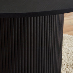 Close-up of a textured black surface with a blurred background