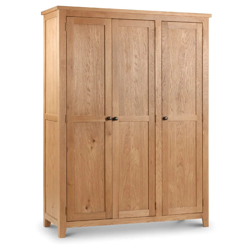 Wooden wardrobe with four doors on a white background