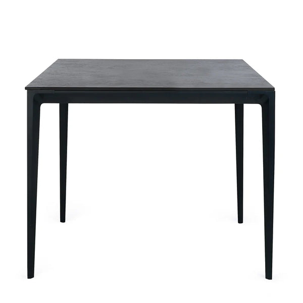 Black square table on a white background