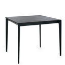 Black square table on a white background