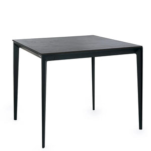 Black square table on a white background