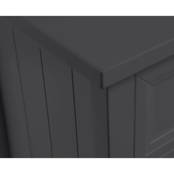 Dark gray cabinet with decorative paneling