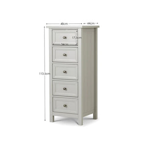 grey dresser with dimensions labeled on a white background