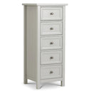 grey dresser with four drawers on a white background