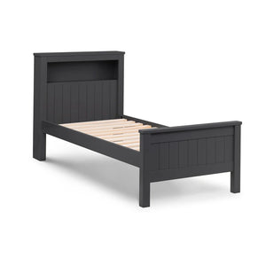 Black wooden bed frame on a white background