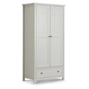 White wardrobe with two doors and a drawer on a white background