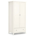 White wardrobe with two doors and a drawer on a white background