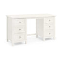 White office desk with multiple drawers on a white background