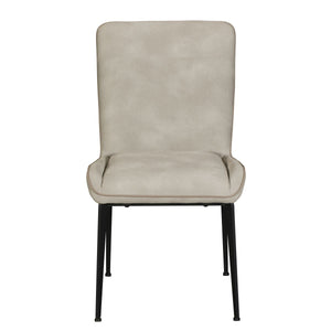 Beige chair with black legs on a white background