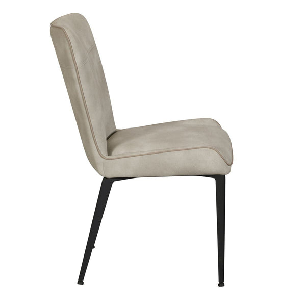 Beige chair with black legs on a white background