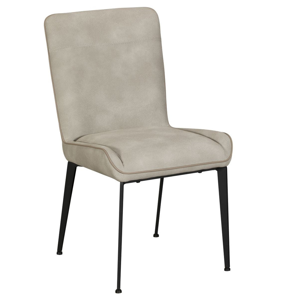 Beige chair with black legs on a white background