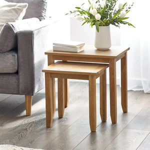 Michigan nest of oak tables roomshot