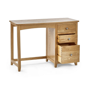 Wooden desk with drawers on a white background