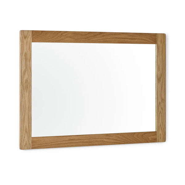 Wooden frame mirror on a white background