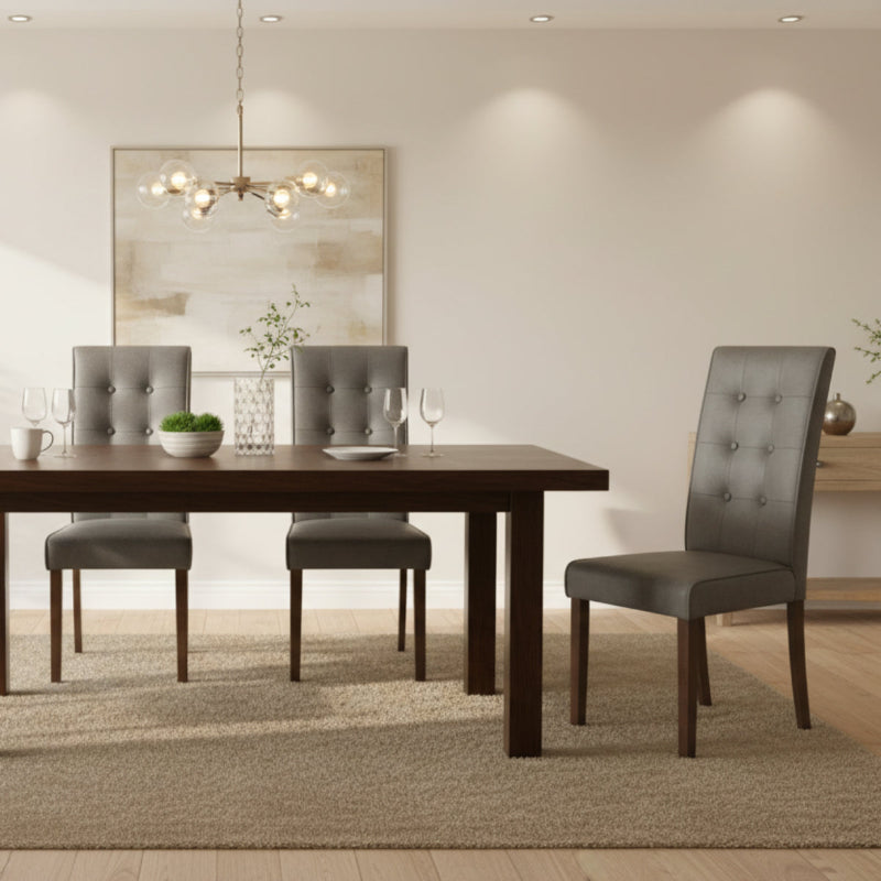 grey dining chairs on a white background