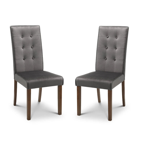 grey dining chairs on a white background