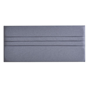 Gray fabric headboard on a white background