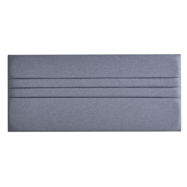 Gray fabric headboard on a white background