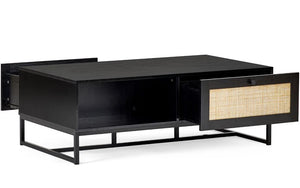 Paignton coffee table open drawer detail white background