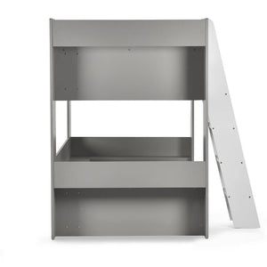Gray children's bed with a ladder on a white background