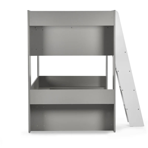 Gray children's bed with a ladder on a white background
