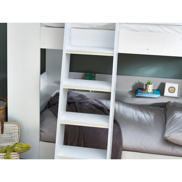Bunk bed with ladder in a room setting