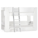 White children's bunk bed with ladder on a white background