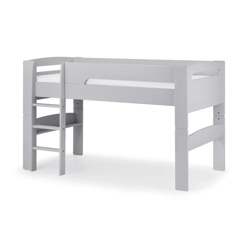 Gray wooden bed frame on a white background
