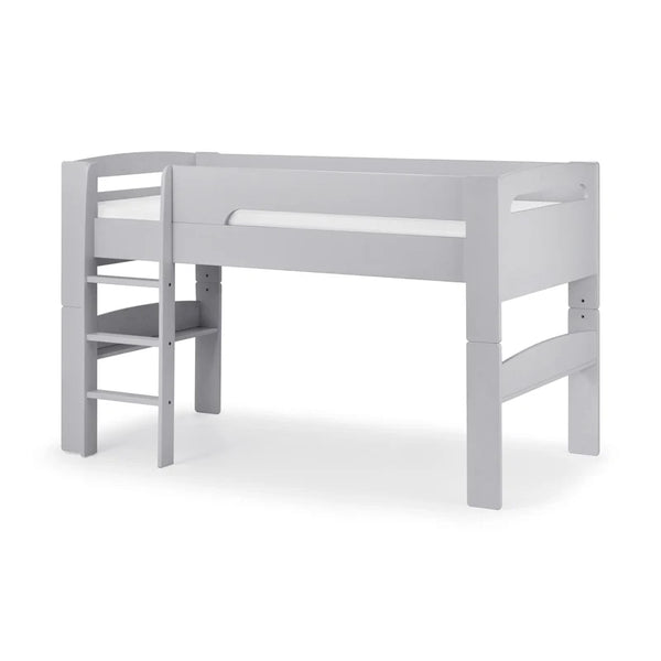 Gray wooden bed frame on a white background