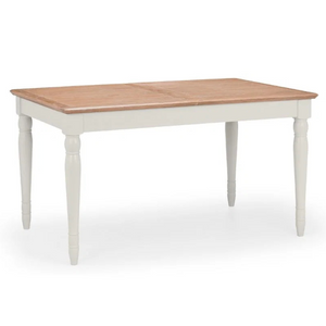 Wooden table with white base on a white background