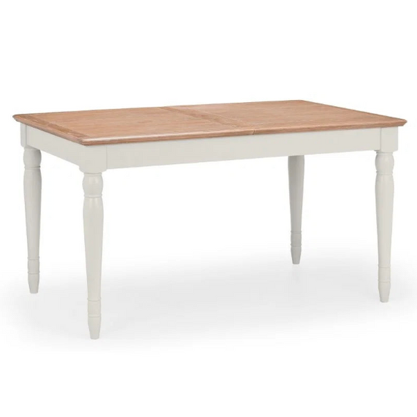 Wooden table with white base on a white background