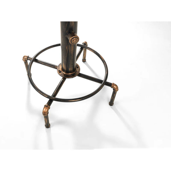 Metal stand with circular base on a white background
