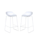 Two white bar stools on a white background
