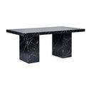 black marble effect dining table on white background